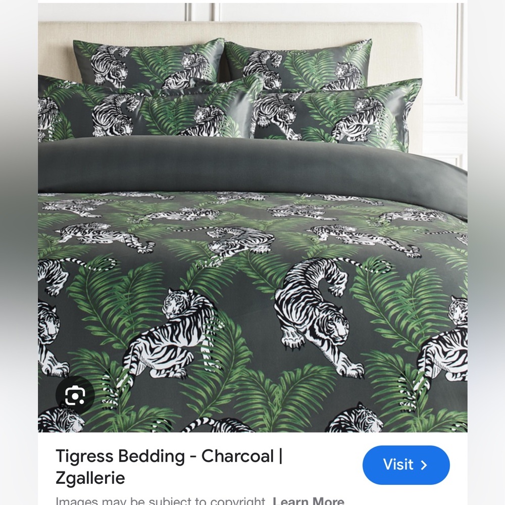 Z gallerie tigress Cali king size duvet & pillow cases